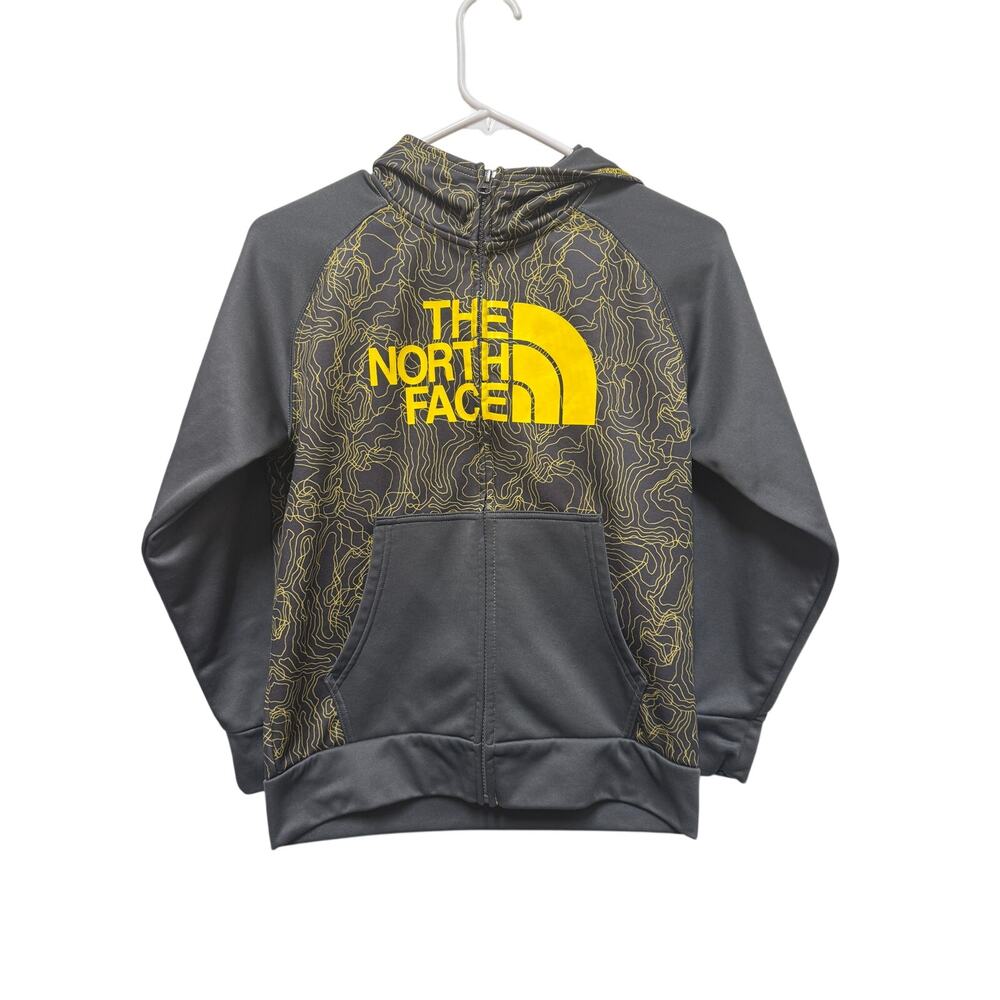 The North Face Youth Boys 10\12 Medium Full Zip Grey Yellow Topograph